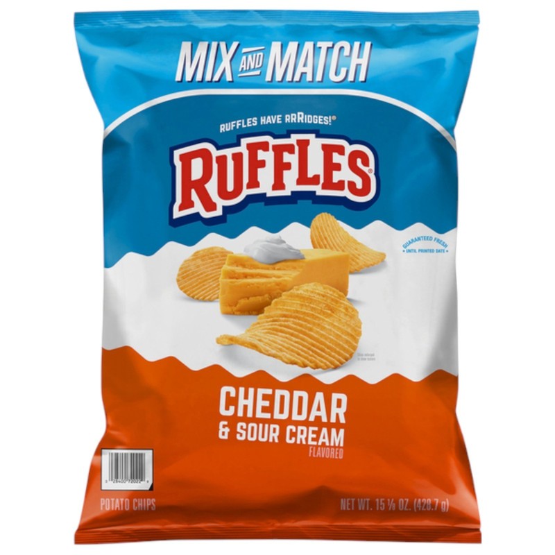 (3 Pack) Ruffles Cheddar & Sour Cream Flavored Potato Chips 15.125 oz