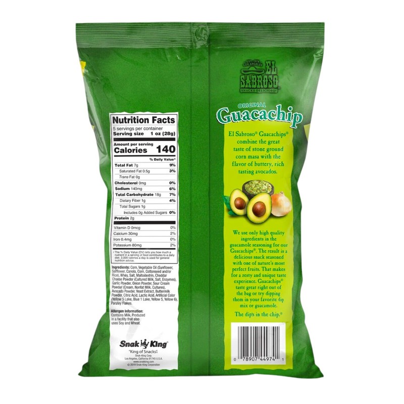 Guacachip Original Guacamole Flavored Tortilla Chip 5 Oz Bag 6 Pack gallery