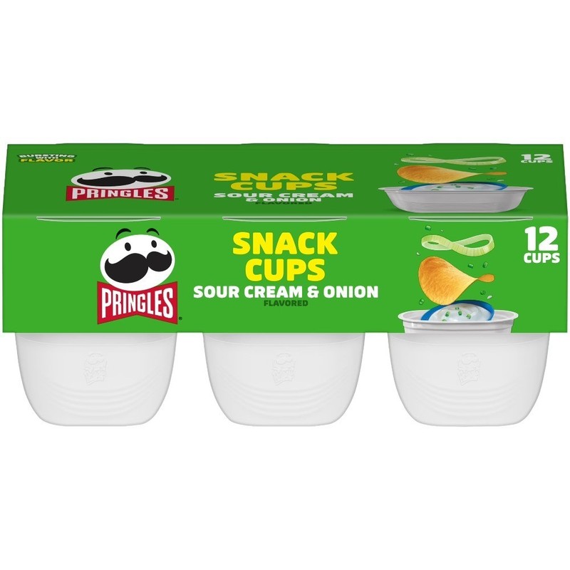 Snack Cups Sour Cream and Onion Potato Crisps Chips, Lunch Snacks, 12 Count