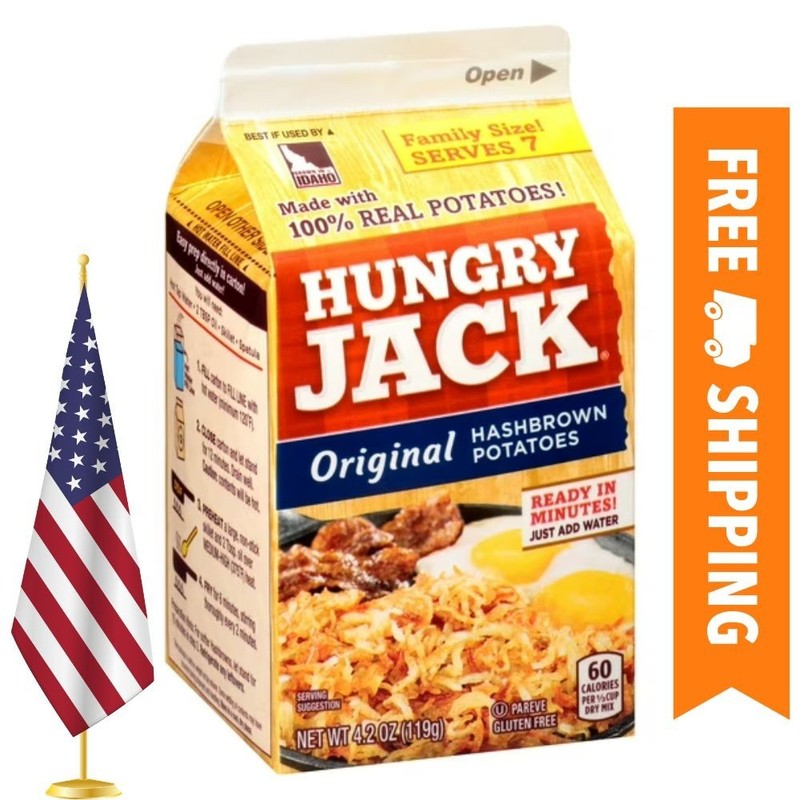 (4 pack) Hungry Jack Hashbrown Potatoes, 4.2 oz pint carton