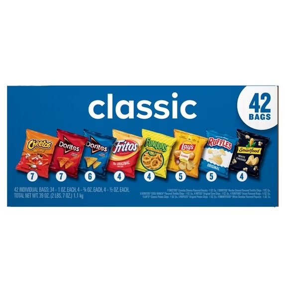 Frito Lay Classic Mix Chips Variety Pack, Mega Size, 1 oz, 42 Count gallery
