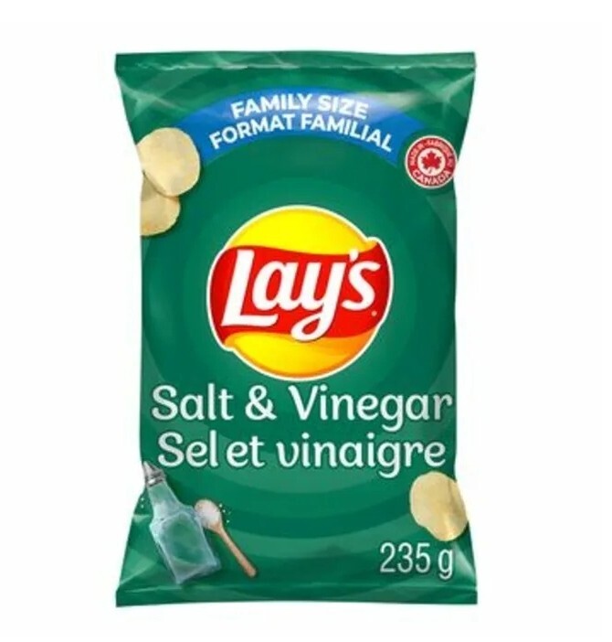 4 Bags Of Lay’s Lays Salt & Vinegar Potato Chips Size 235g From Canada