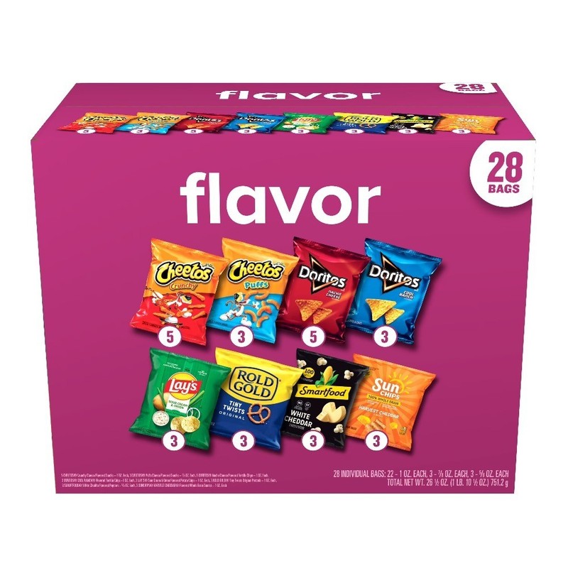Variety Pack of Assorted Flavor Snack Chips 28 Count Multipack