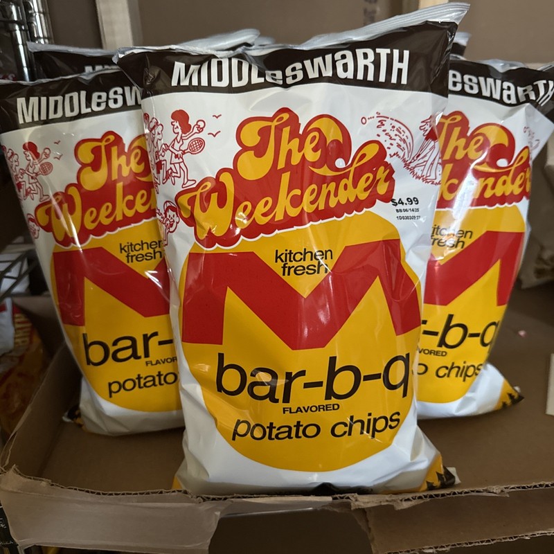 4 X Middleswarth Weekender Kitchen Fresh Original & Bar-B-Q Potato Chips