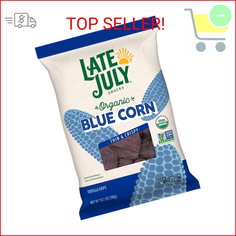 Late July Blue Corn Organic Tortilla Chips, 10.1 Oz Bag