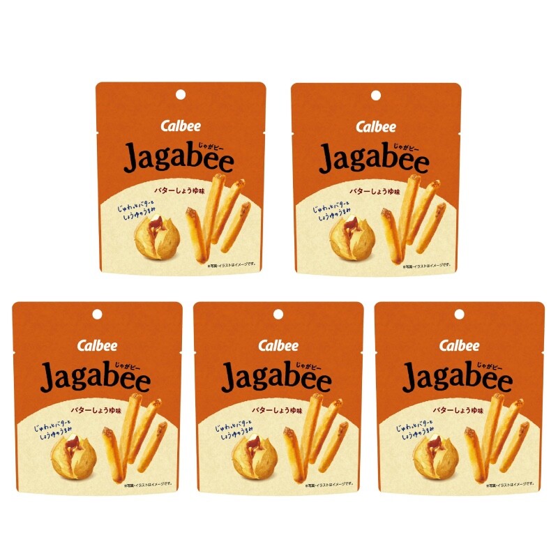 Calbee Jagabee Butter Soy Sauce Flavor 38g×5, Japanese Potato Stick Snack Chips