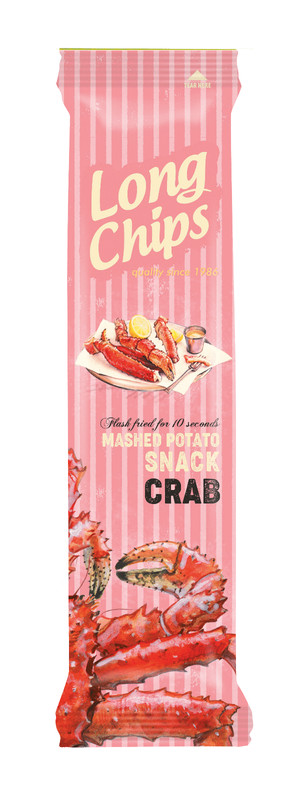 16 LONG CHIPS CRAB Flavor Mashed Potato Snack Bags 75g 2.65oz gallery