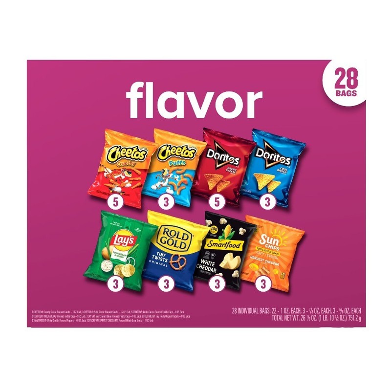 Variety Pack of Assorted Flavor Snack Chips 28 Count Multipack gallery