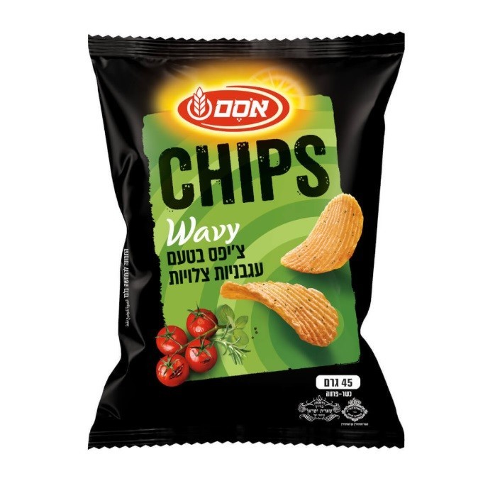9x Osem Potato Chips, Wavy, Roasted Tomato Flavor, 45 Grams, From Israel, Kosher