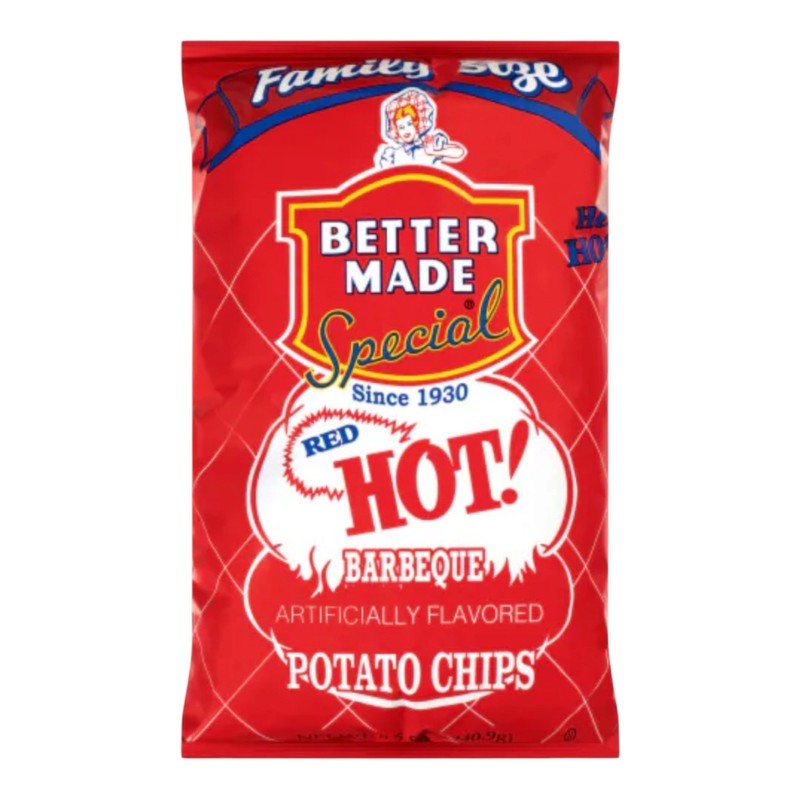 Better Made Red Hot BBQ Potato Chips — Family Size 8.5oz — Free Shipping
