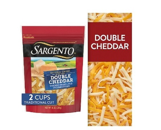 Sargento Double Shredded Sharp and Mild Cheddar Cheeses, 8 oz (2 Pack)