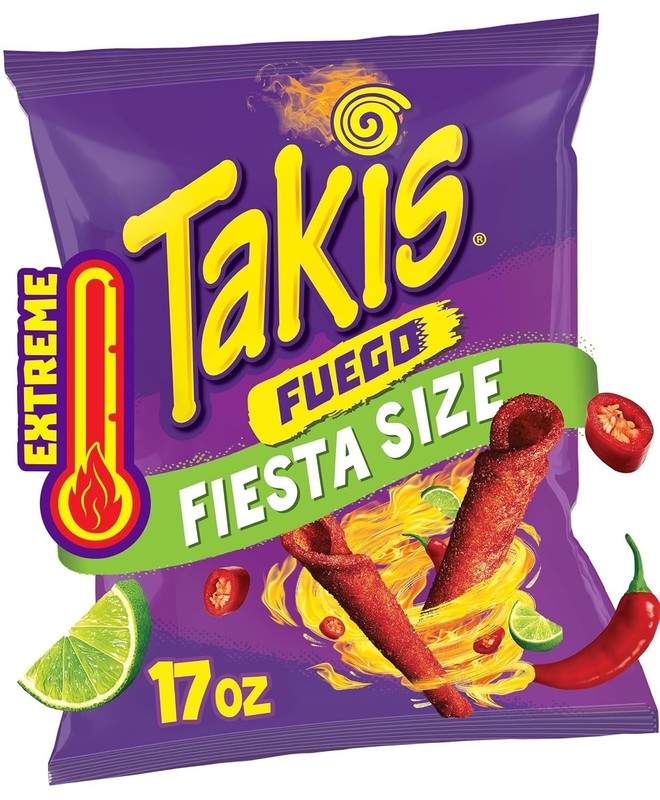 Takis Fuego 17 oz Fiesta Size Bag, Hot Chili Pepper & Lime Flavored Extreme