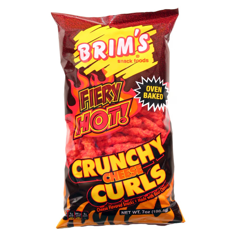 5 PACK Brim's Fiery Hot Crunchy Cheese Curls, 7-oz. Bags