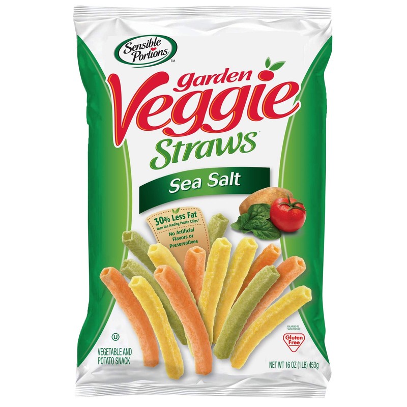 Sensible Portions Garden Veggie Straws, Sea Salt, 16 Oz Pack of 6
