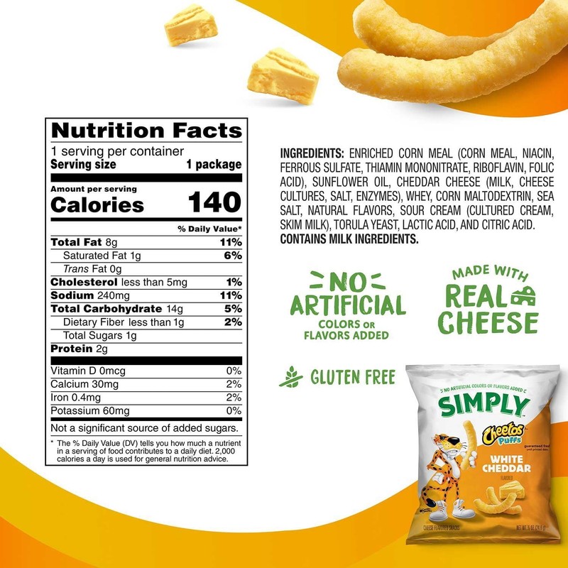 Simply Cheetos White Cheddar Puffs, 0.87 oz., 30 pk. gallery