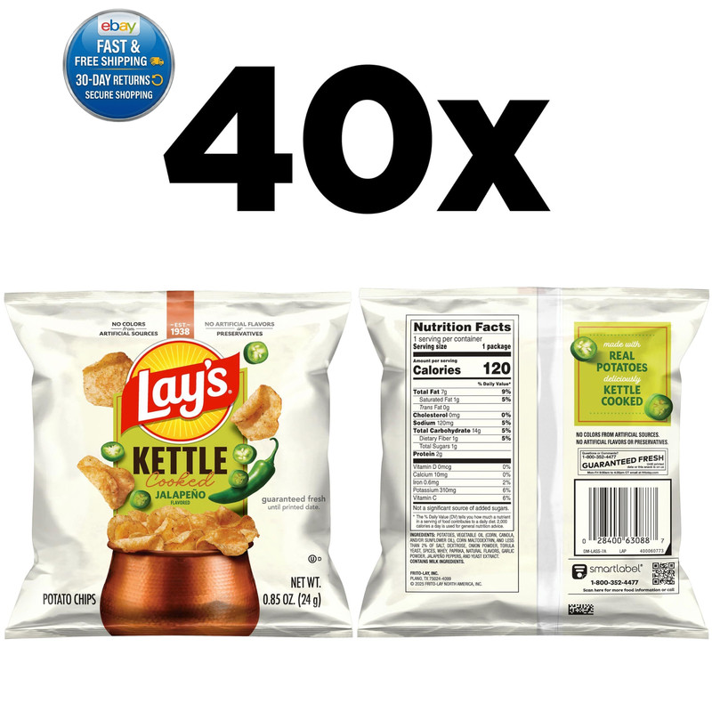 Kettle Cooked Potato Chips, Jalapeno, 0.85 Ounce 34 (Pack of 1) gallery