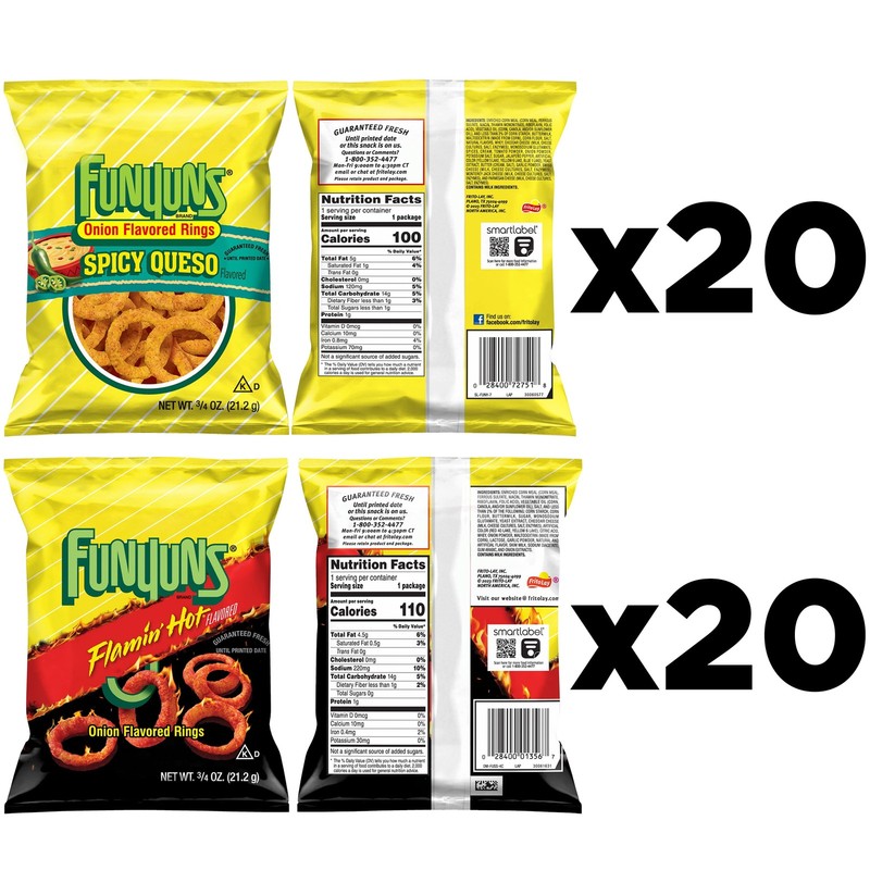 Funyuns Onion Rings Snacks Variety Pack, 0.75 oz Bags, 40 Count gallery