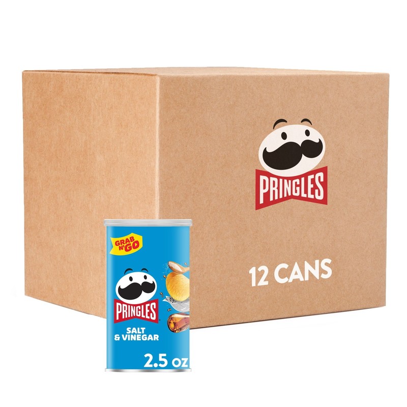 Pringles Salt and Vinegar Potato Crisps Chips, 2.2 oz, 12 Count