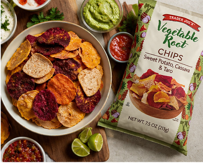 2 pack Trader Joe's Vegetable Root Chips 7.5 oz Bag Sweet Potato Cassava Taro gallery