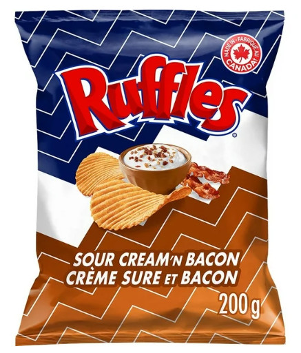 Ruffles Sour Cream ‘n Bacon Flavored Potato Chips, 200g