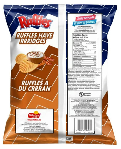 Ruffles Sour Cream 'n Bacon Flavored Potato Chips, 200g (3 Pack) gallery