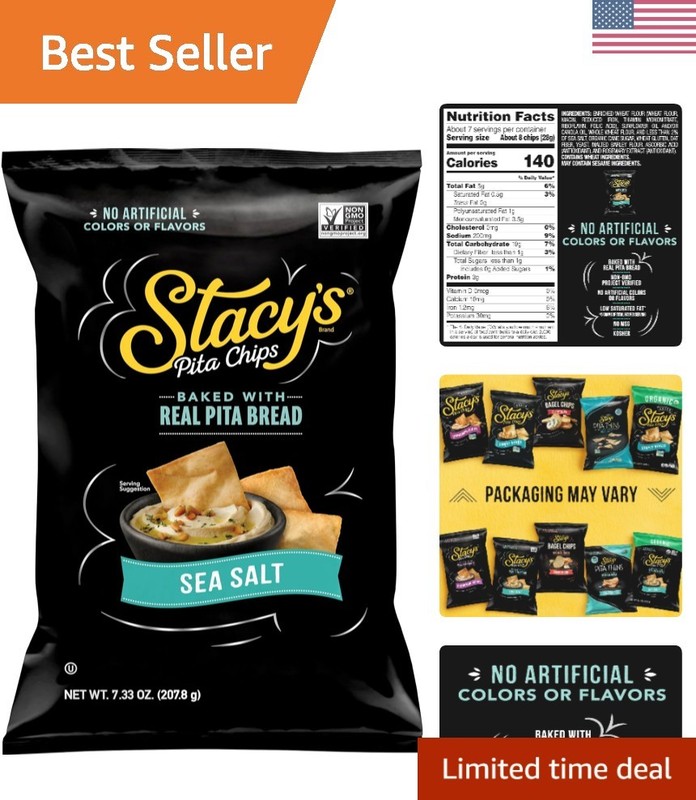 Stacy’s Pita Chips, Sea Salt, No Artificial Colors or Flavors, 7.33 Oz