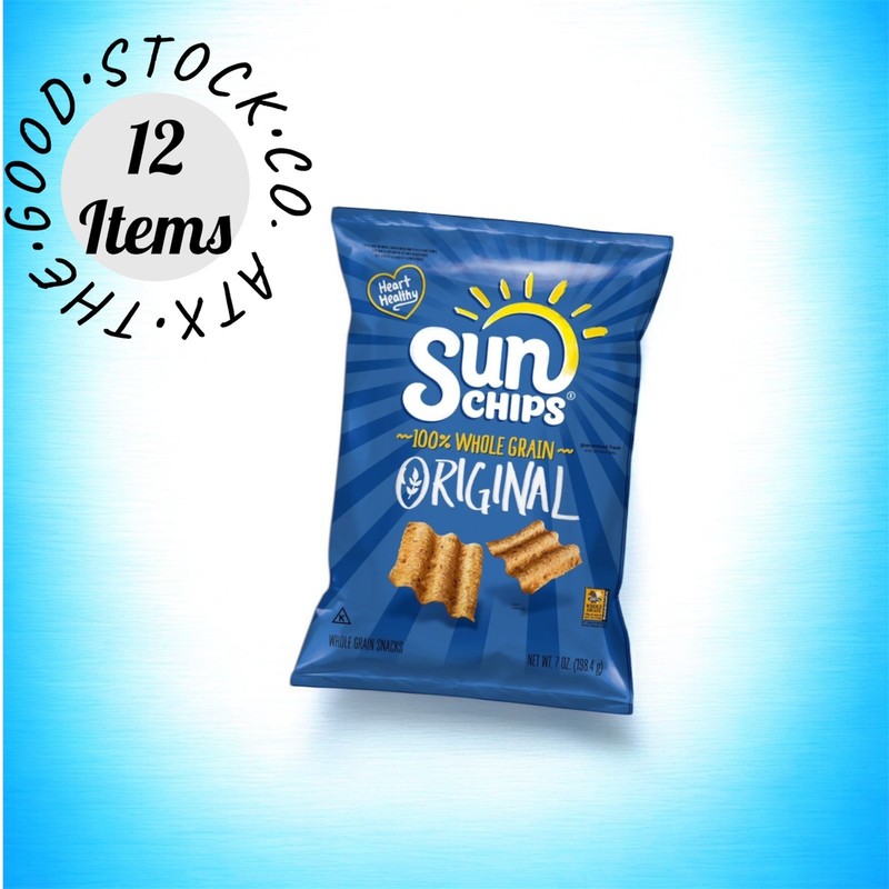 [S] SunChips Original 100% Whole Grain Chips – 7 oz Bags (12 Count Bulk)