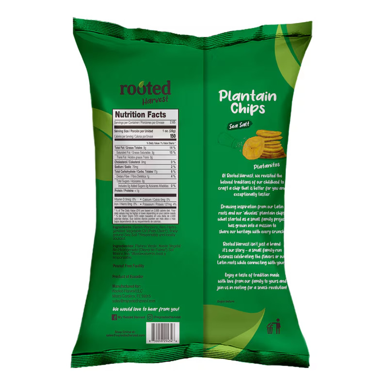 5 PACK Rooted Harvest Sea Salt Plantain Chips, 1-ct.