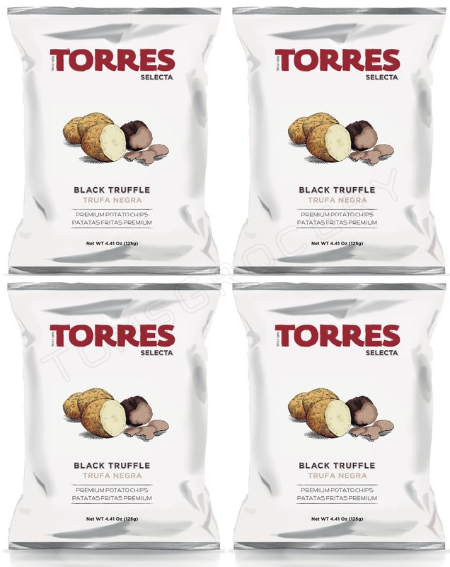 4 TORRES BLACK TRUFFLE Flavor Premium Potato Chips European Snacks 125g 4.41oz