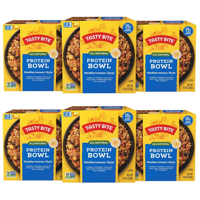 Tasty Bite Mediterranean Protein Bowl, 8.8 Ounce, Pack of 6, Ready to Eat, Mi...