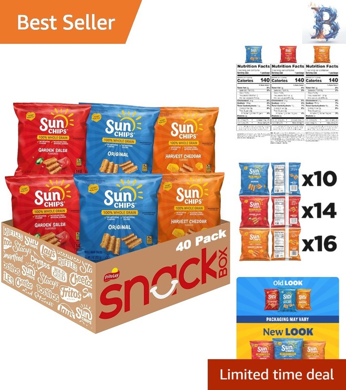Gourmet 100% Whole Grain Chips Variety Pack – 40 Bags of Flavorful Goodness