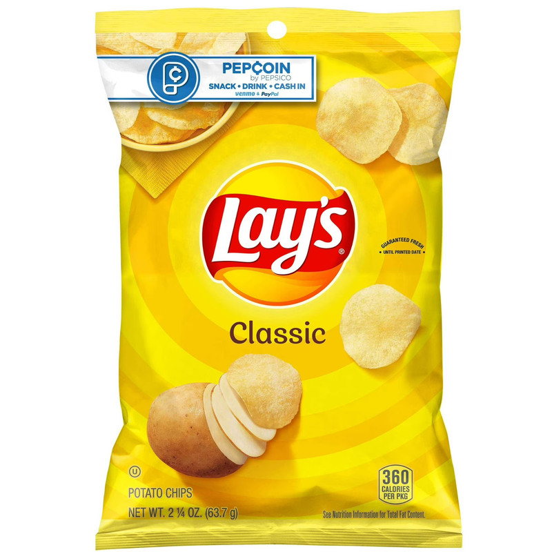 Lay’s Classic Potato Chips 24 Pack Big 2.25 oz Bags Crispy Snack