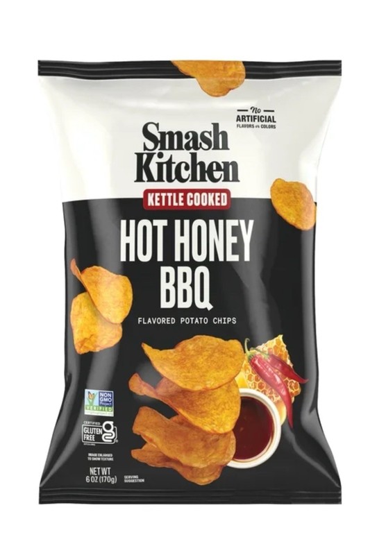 🔵 New Smash Kitchen Kettled Cooked Hot Honey BBQ Non-GMO Potato Chips 6oz