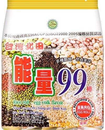 6 Packs Pei Tien Energy 99 Rice Cake Roll Egg Yolk Flavor Snack 6.35oz ea NEW