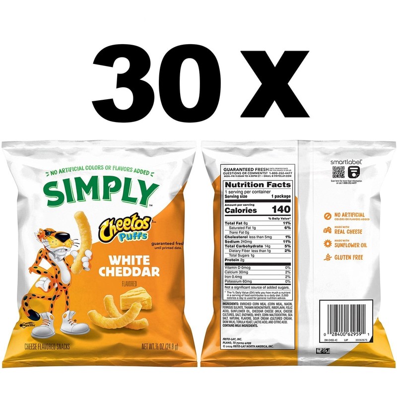 Simply Cheetos White Cheddar Puffs, 0.87 oz., 30 pk. gallery