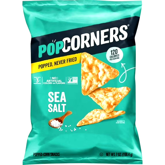 PopCorners Sea Salt Popped Corn Chips, No Artificial Colors or Flavors, 7 oz bag