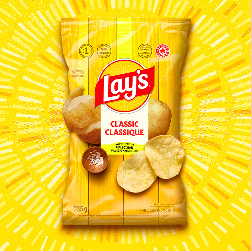 Classic Potato Chips cy Lay’s – 2 1/4 (2.25) oz Single 360 Calories per PKG