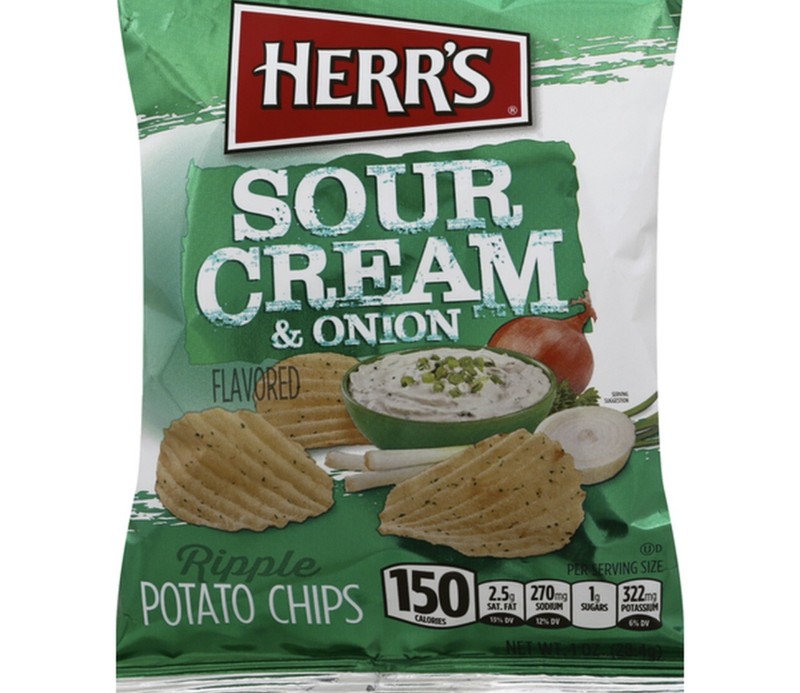 Herr’s Sour Cream & Onion Chips 1 oz (PACK OF 84)