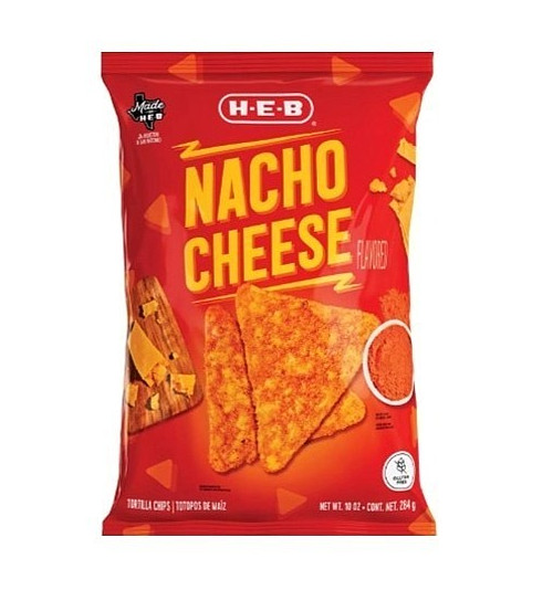 H‑E‑B Nacho Cheese Flavored Tortilla Chips 10 Oz. Bag Gluten Free Yummy!
