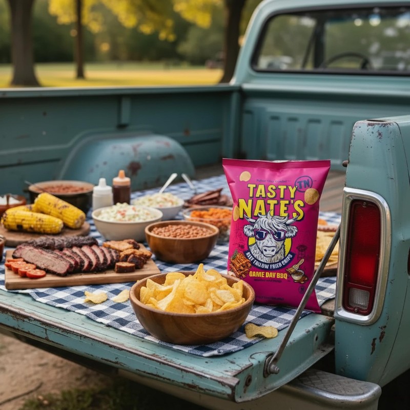 Tasty Nate’s Beef Tallow Potato Chips Game Day BBQ Flavor Kettle Chips Fried... gallery