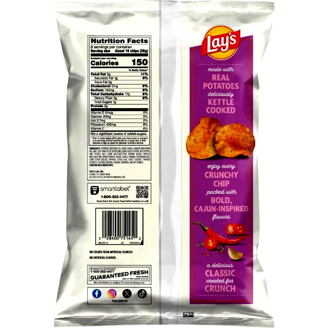 Lay's Kettle Cooked CAJUN SPICE Potato Chips 8Oz. 3 Bags LAYS Crunchy NEW gallery