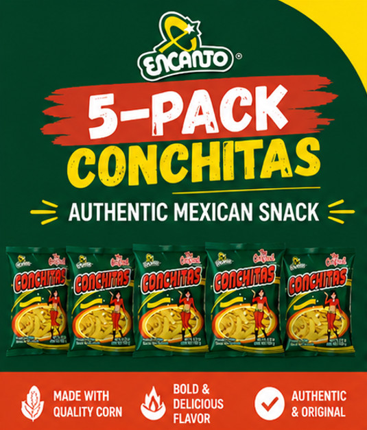 Encanto Conchitas 5 Pack Mexican Corn Chips 3.8oz Each Authentic Snack gallery