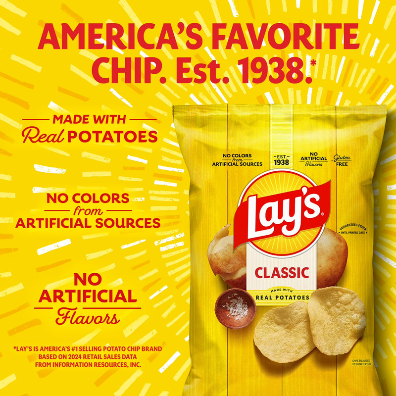 Lay's Classic Potato Snack Chips, 1 oz Bags, 10 Count Multipack gallery