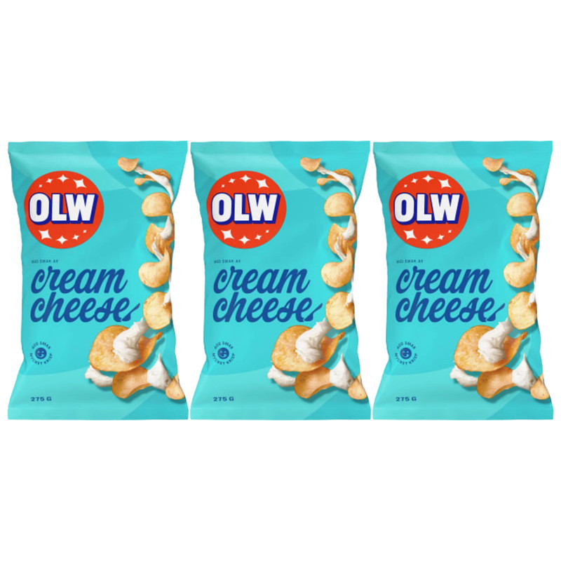 🧀 3x OLW Cream Cheese Potato Chips – Irresistibly Smooth & Crunchy, 275g Each!