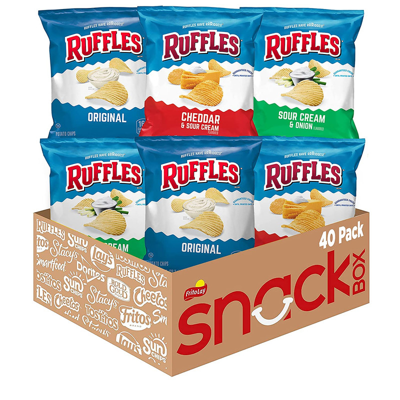 Potato Chips Variety Pack 40Ct Snack Bags Original Sour Cream Cheddar
