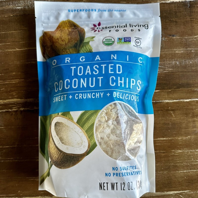 Toasted Sweetened Coconut Chips Essential Living Foods Organic 12oz Pouch New gallery