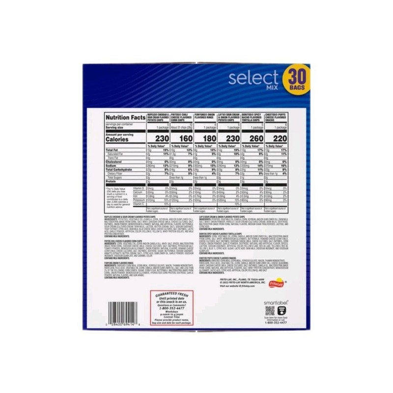 Frito-Lay Select Mix Variety Pack Chips 30 Count Box Lays Doritos Cheetos 47 oz gallery