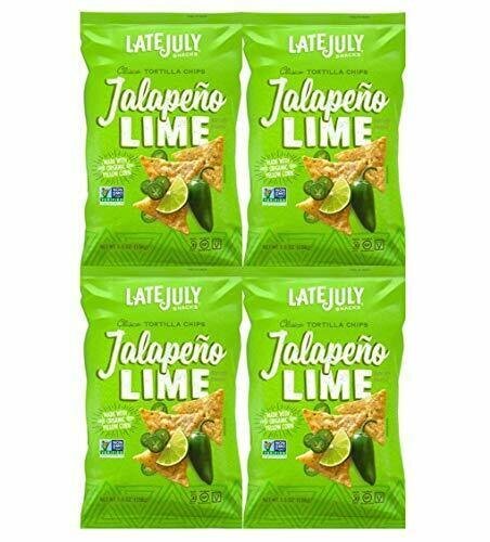 LATE JULY Tortilla Chips Organic Gluten Free Clasico Jalepeno Lime 5.5Oz. 4 Bags