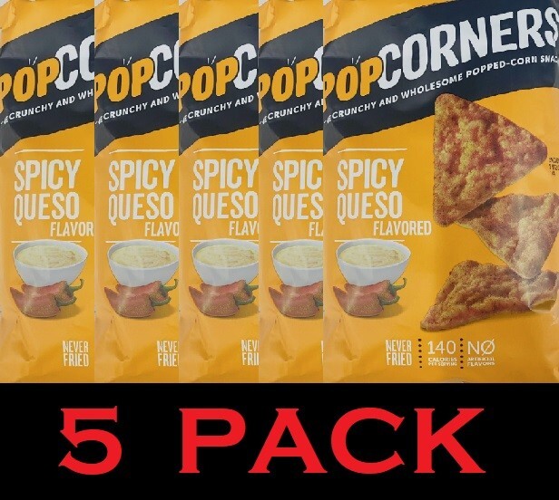 5x Popcorners SPICY QUESO Popped Corn Crisps Snacks 7 oz Bag - 5 PACK