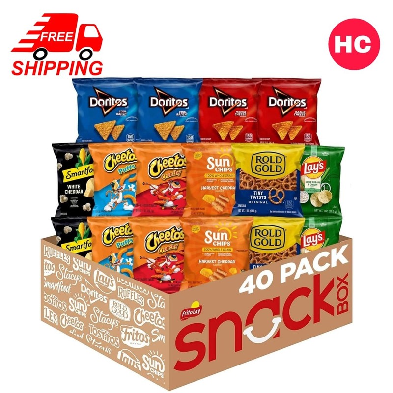 Frito-Lay Fun Times Mix Variety Pack 40 Count Assorted Chips Snacks Box